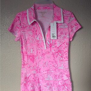 Luxletic Pink Patterned Polo Dress